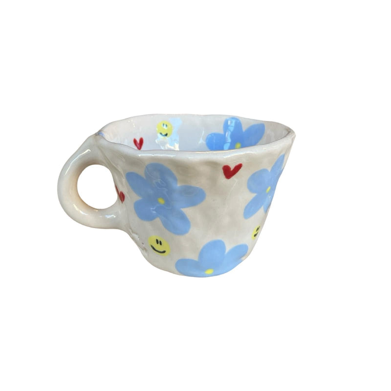 Blue Flower Mini Smiley Mug