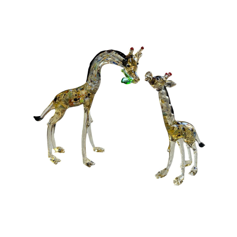 Giraffe Family Decorative Glass Figurine Set of 2