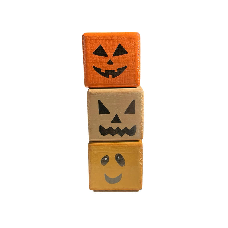 Wooden Faces Halloween Decor Set of 3