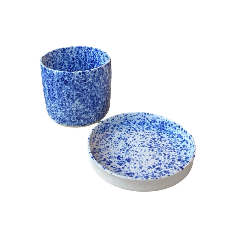 Stoneware Blue Dot Coffee Cup Set