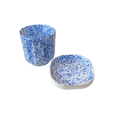 Stoneware Blue Dot Coffee Cup Set