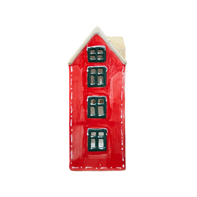 Village Pottery Red Christmas House Tealight Holder