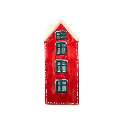 Village Pottery Red Christmas House Tealight Holder