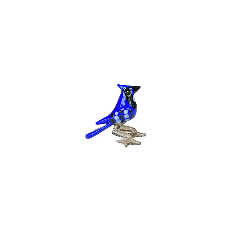 Miniature Blue Jay Bird Handmade Glass Figurine