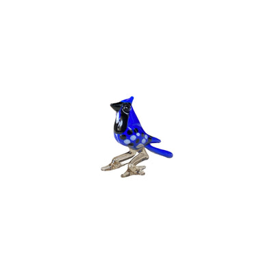 Miniature Blue Jay Bird Handmade Glass Figurine