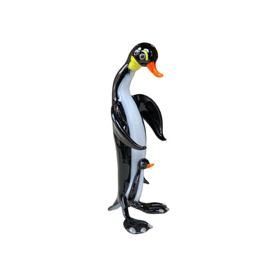 Mother and Baby Penguin Decorative Glass Figurine