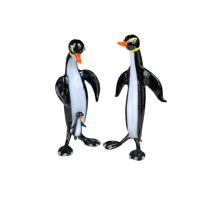 Penguin Family Decorative Glass Figurine Set of 2