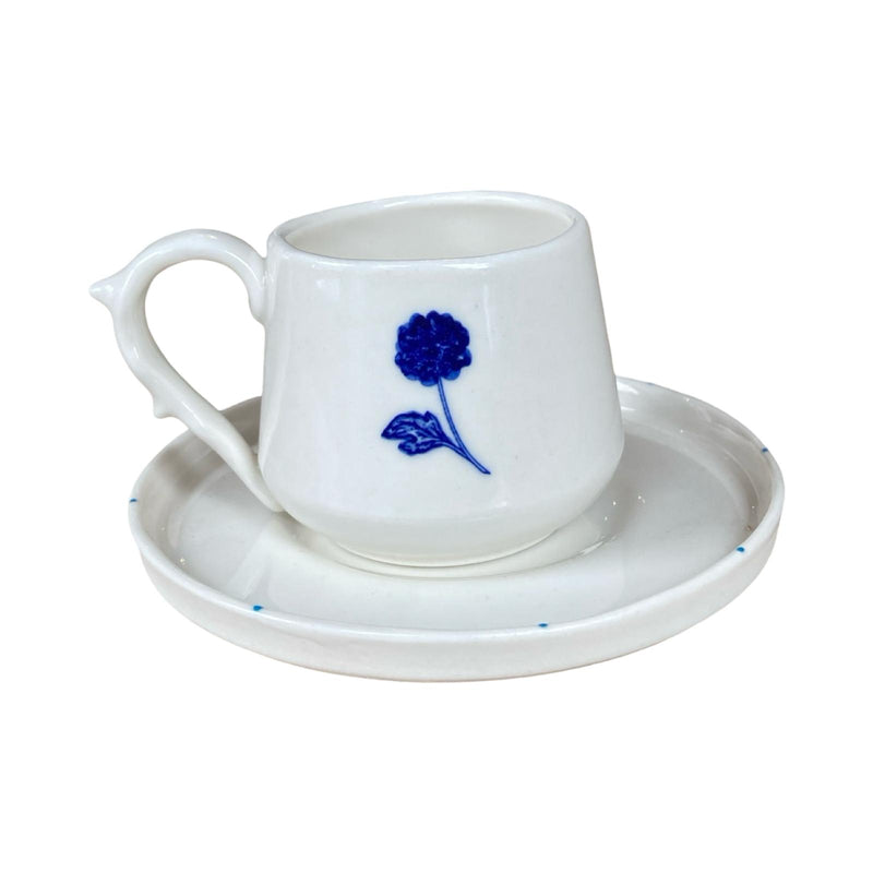 Thin Blue Flower Elegant Turkish Coffee Set