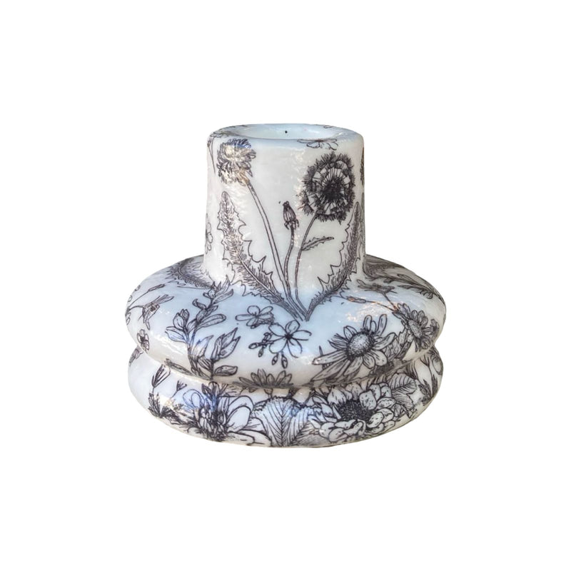 Black Flowers Candle Holder