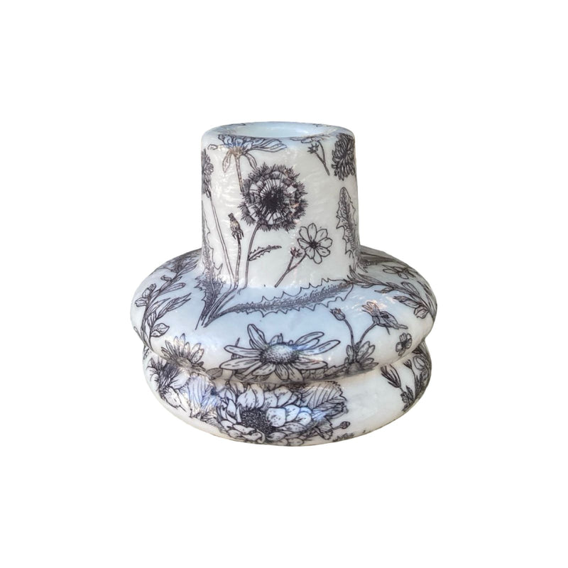 Black Flowers Candle Holder