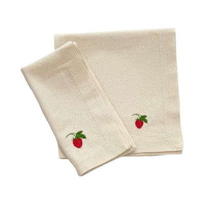 Strawberry Embroidery Fabric Napkin