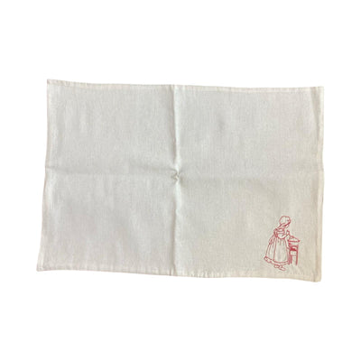 Vintage Girl Embroidery Fabric American Service
