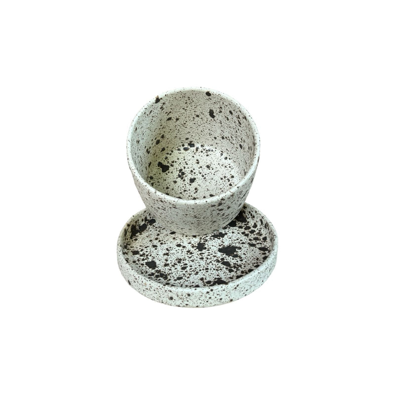 Stoneware Brown Dot Coffee Cup Set