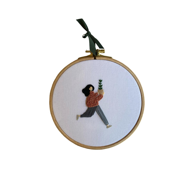 Plant Lady Embroidery Hoop Art