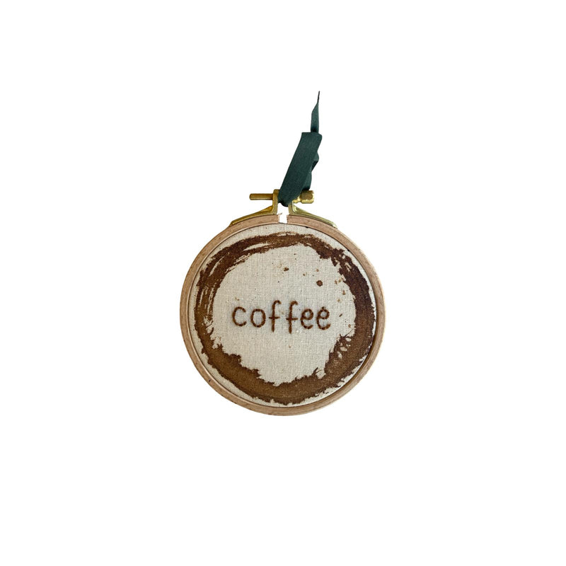 Coffee Stain Embroidery Hoop Art