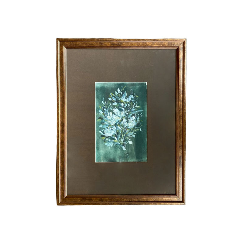 Turquoise Flower Gouache Painting
