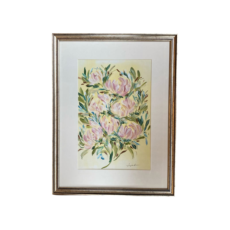 Purple Pink Flower Gouache Painting