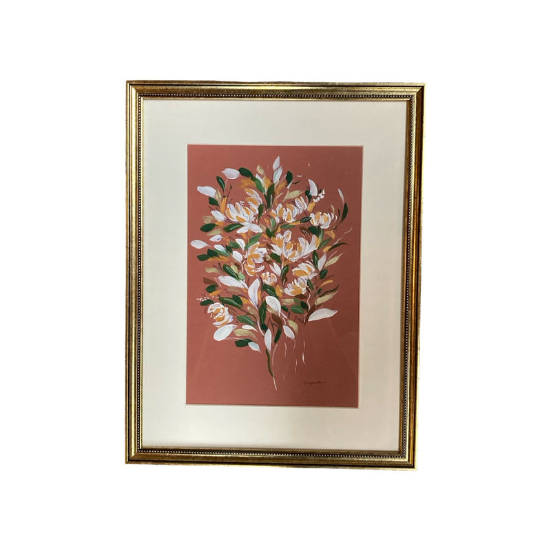 Salmon Flower Gouache Painting