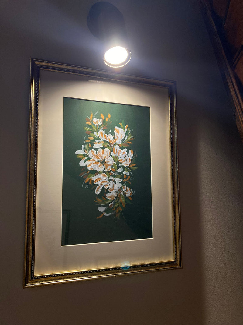 Green Flower Gouache Painting