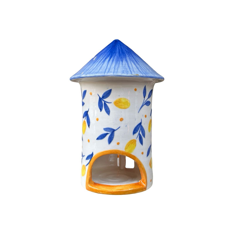 Limon Desenli Ev Tealight Mumluk - Mavi