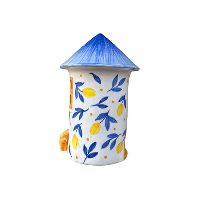 Limon Desenli Ev Tealight Mumluk - Mavi