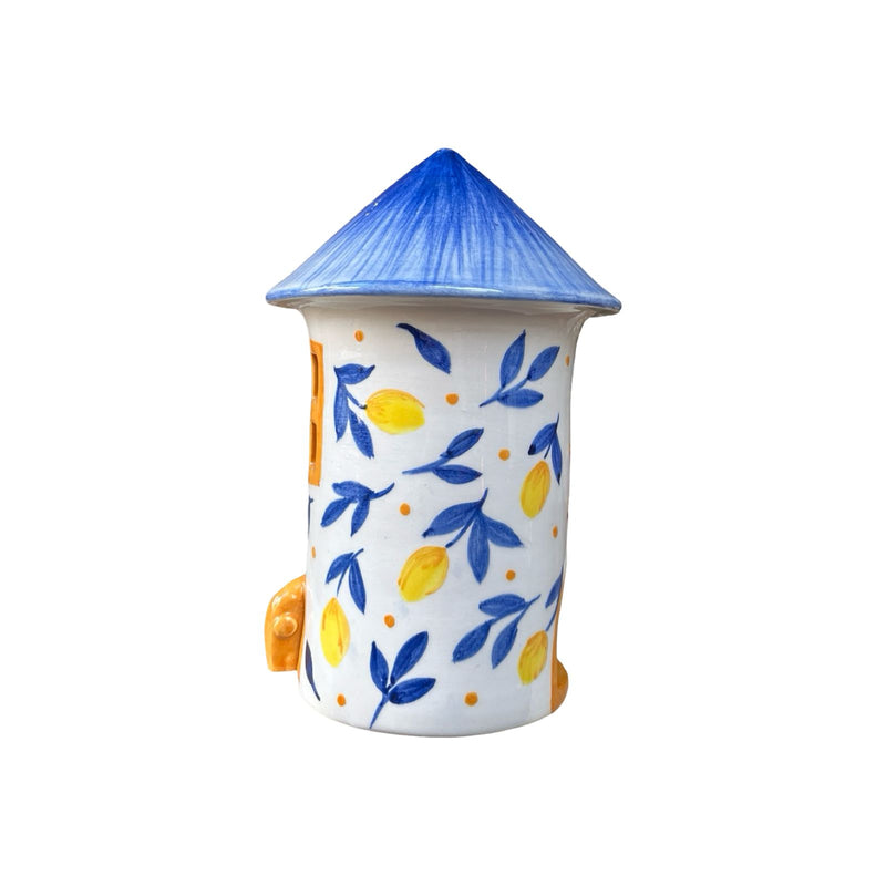 Limon Desenli Ev Tealight Mumluk - Mavi