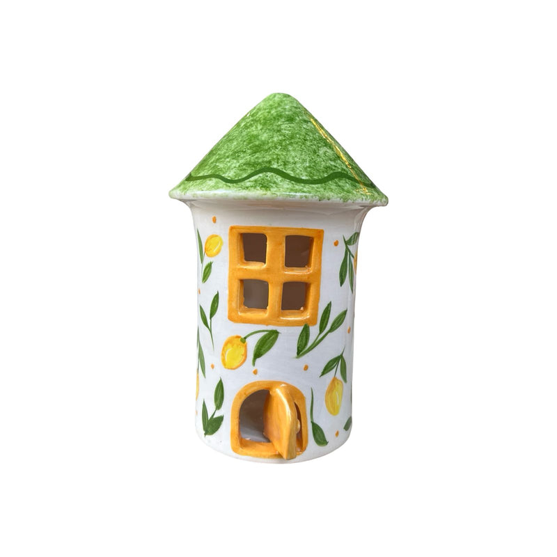 Lemon Patterned Home Tealight Holder - Green