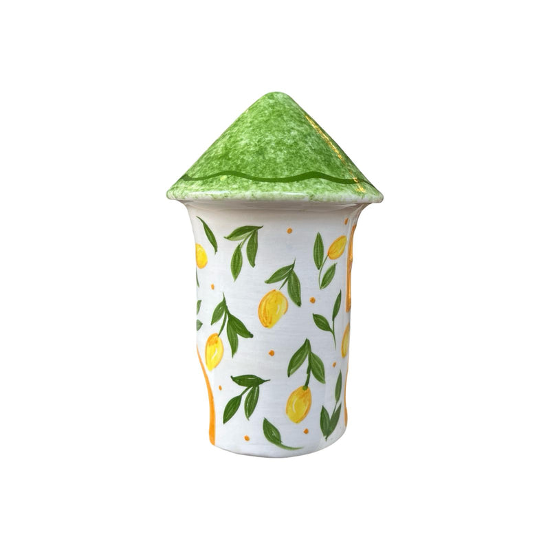Lemon Patterned Home Tealight Holder - Green