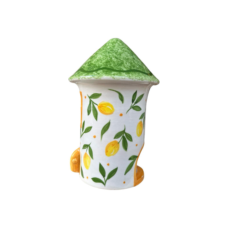 Lemon Patterned Home Tealight Holder - Green