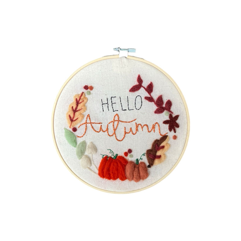 Hello Autumn Felt Hoop Art