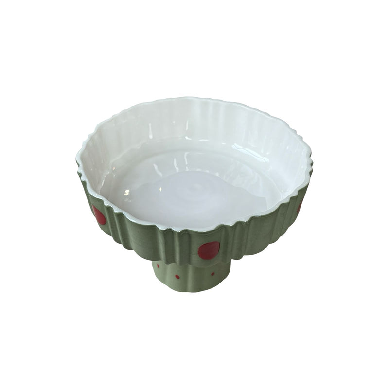 Christmas Green Dotted Footed Presentation Plate