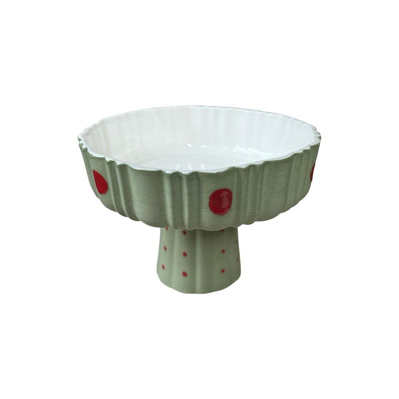 Christmas Green Dotted Footed Presentation Plate