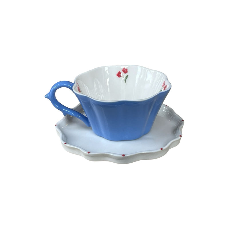 Fine Flower Floral Inside Colorful Outside Clover Coffee Cup Set