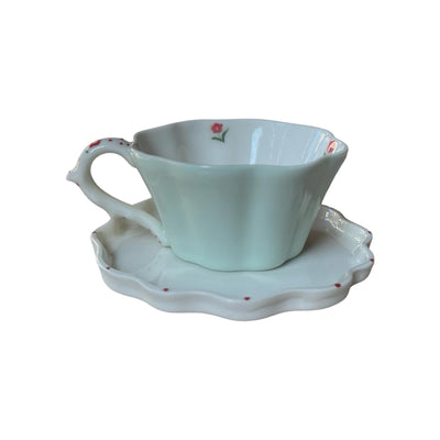 Fine Flower Floral Inside Colorful Outside Clover Coffee Cup Set