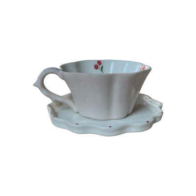 Fine Flower Floral Inside Colorful Outside Clover Coffee Cup Set