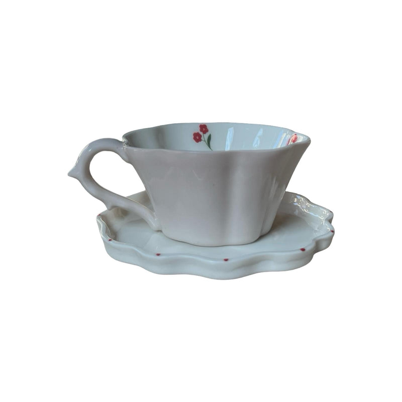 Fine Flower Floral Inside Colorful Outside Clover Coffee Cup Set
