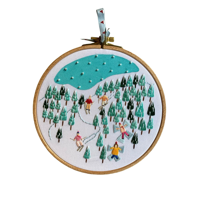 Snow Fun Embroidery Hoop Art