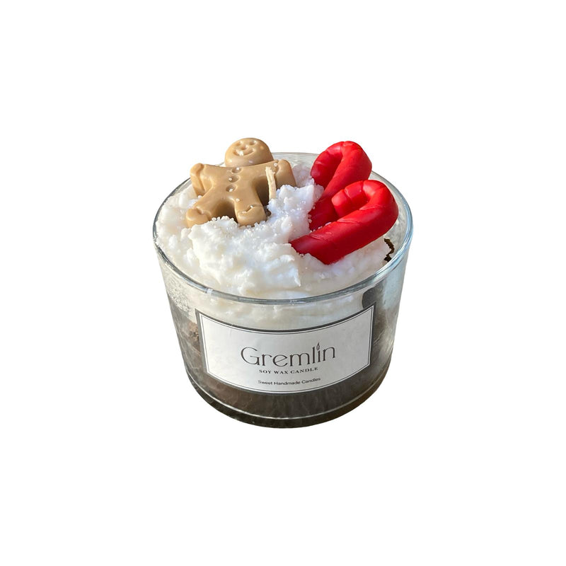 Christmas Candy Cane Cookiee Man Bowl Candle
