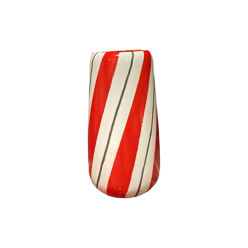 Candy Cane Line Ceramic Handmade Vase