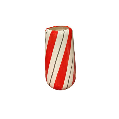 Candy Cane Line Ceramic Handmade Vase