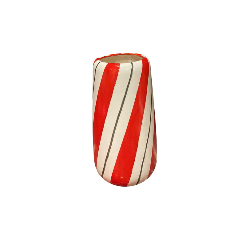 Candy Cane Line Ceramic Handmade Vase
