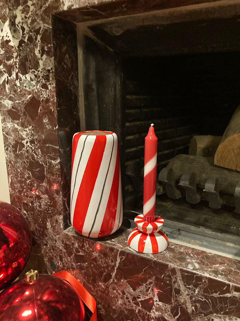 Candy Cane Line Ceramic Handmade Vase