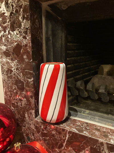 Candy Cane Line Ceramic Handmade Vase