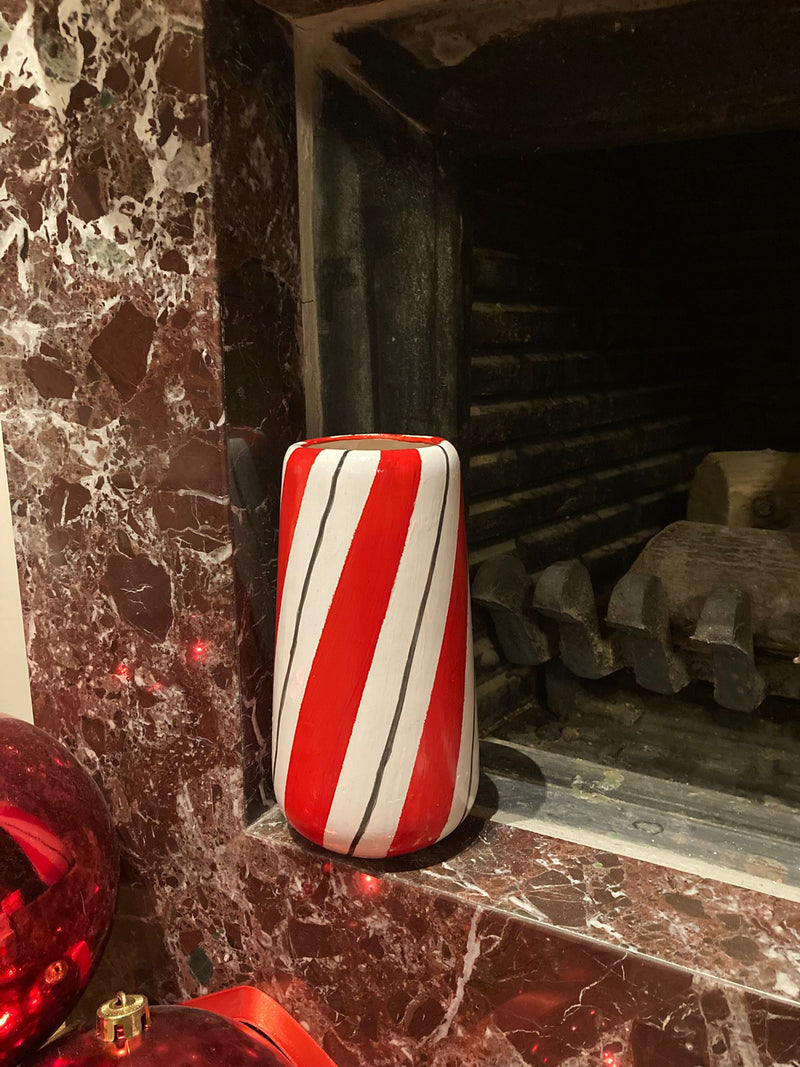 Candy Cane Line Ceramic Handmade Vase
