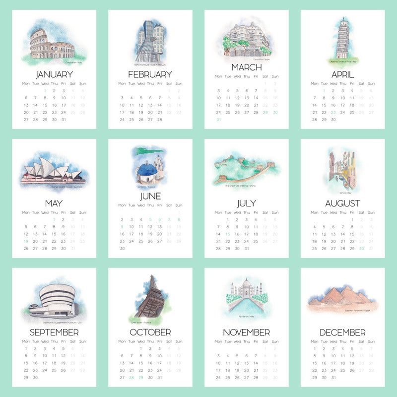 2025 Iconic Buildings Desk Calendar