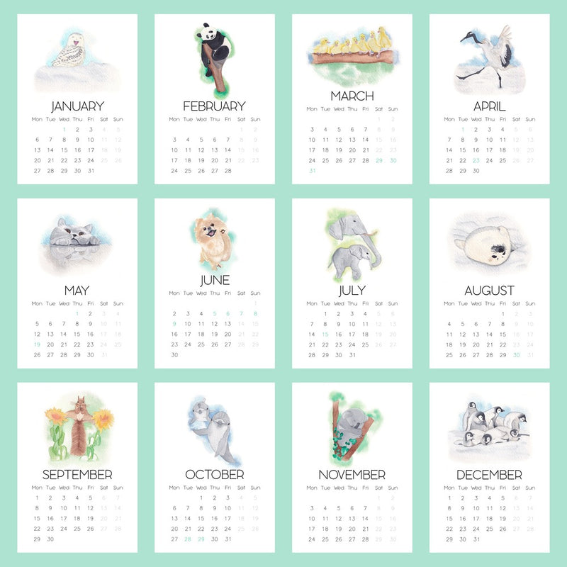 2025 Sweet and Cute Animals Desk Calendar