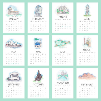 2026 İkonik Binalar Masa Takvimi