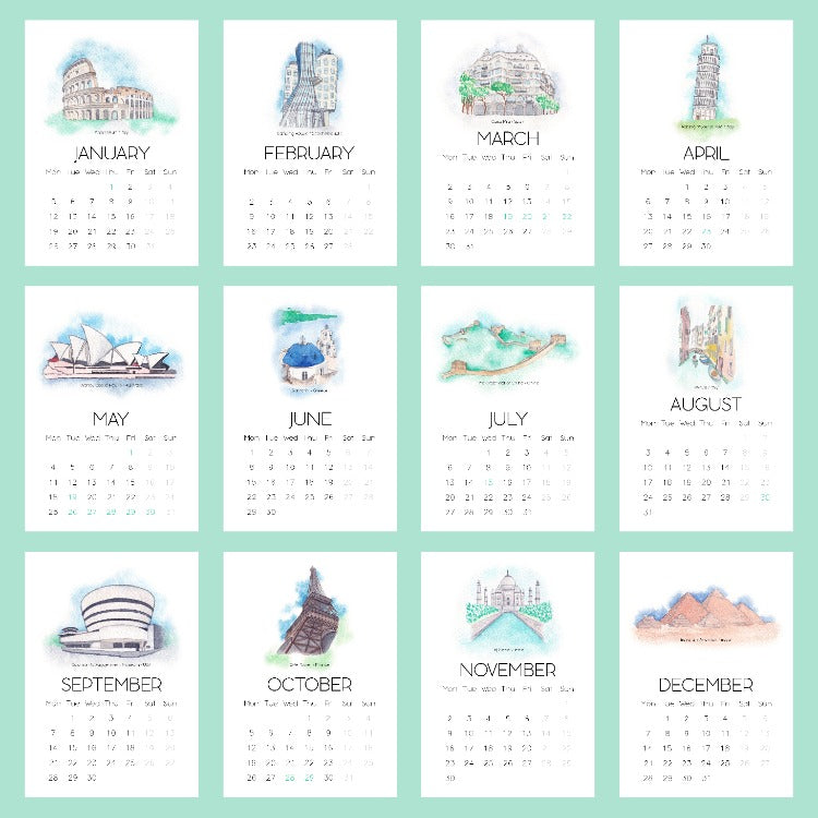 2026 İkonik Binalar Masa Takvimi