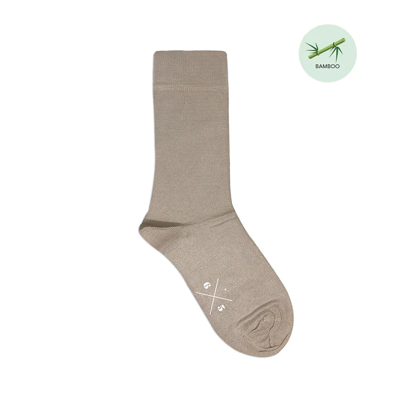 BEIGE Beige Plain Unisex Bamboo Socks