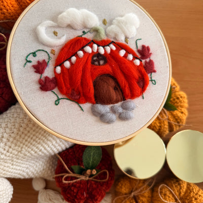 Pumpkin Felt Hoop Art